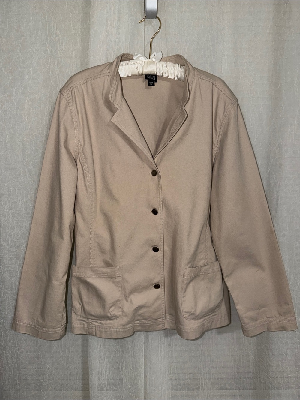 Eileen Fisher XL Khaki Cotton Button Front Jacket
